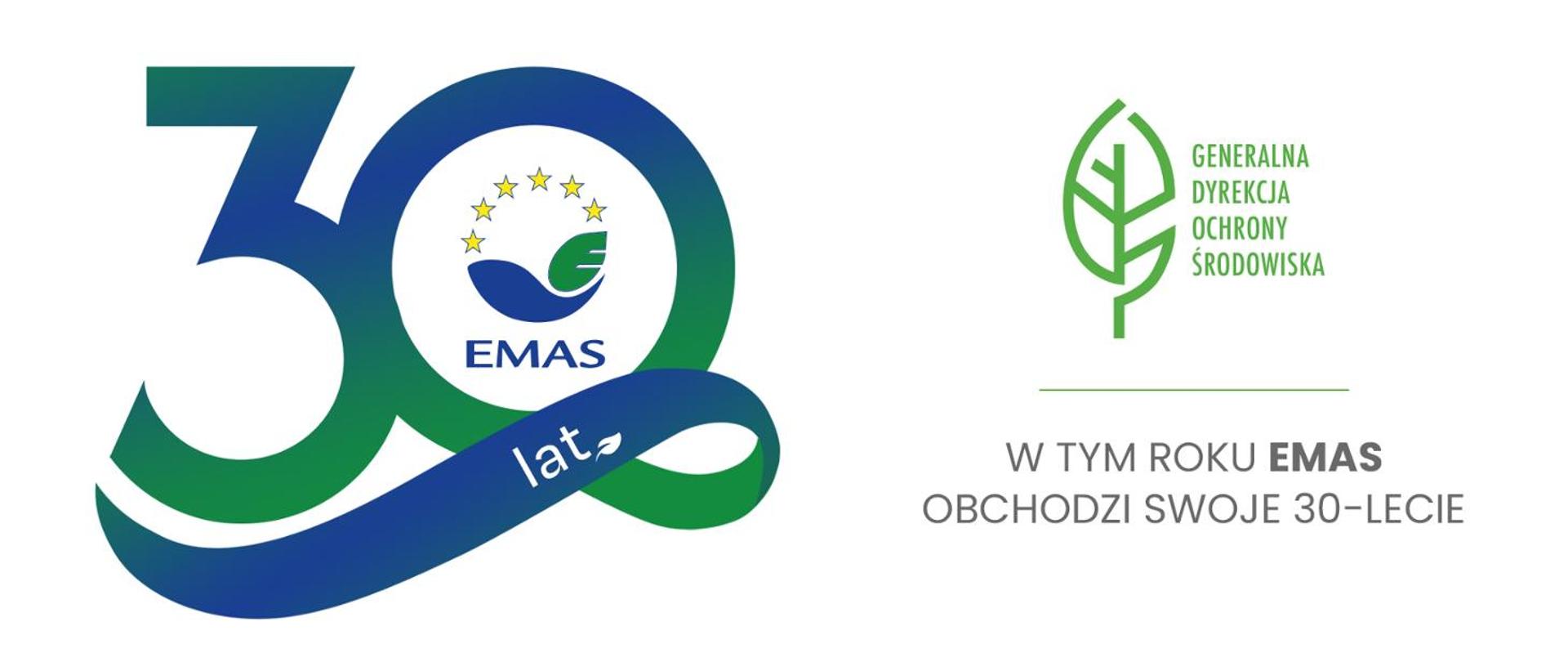 W tym roku EMAS obchodzi swoje 30-lecie. Logotyp EMAS i GDOŚ