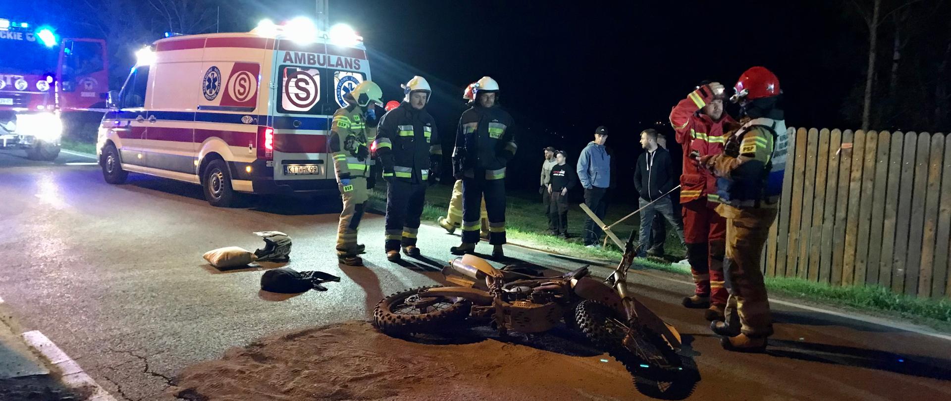 Kolizja motocyklisty z koparką