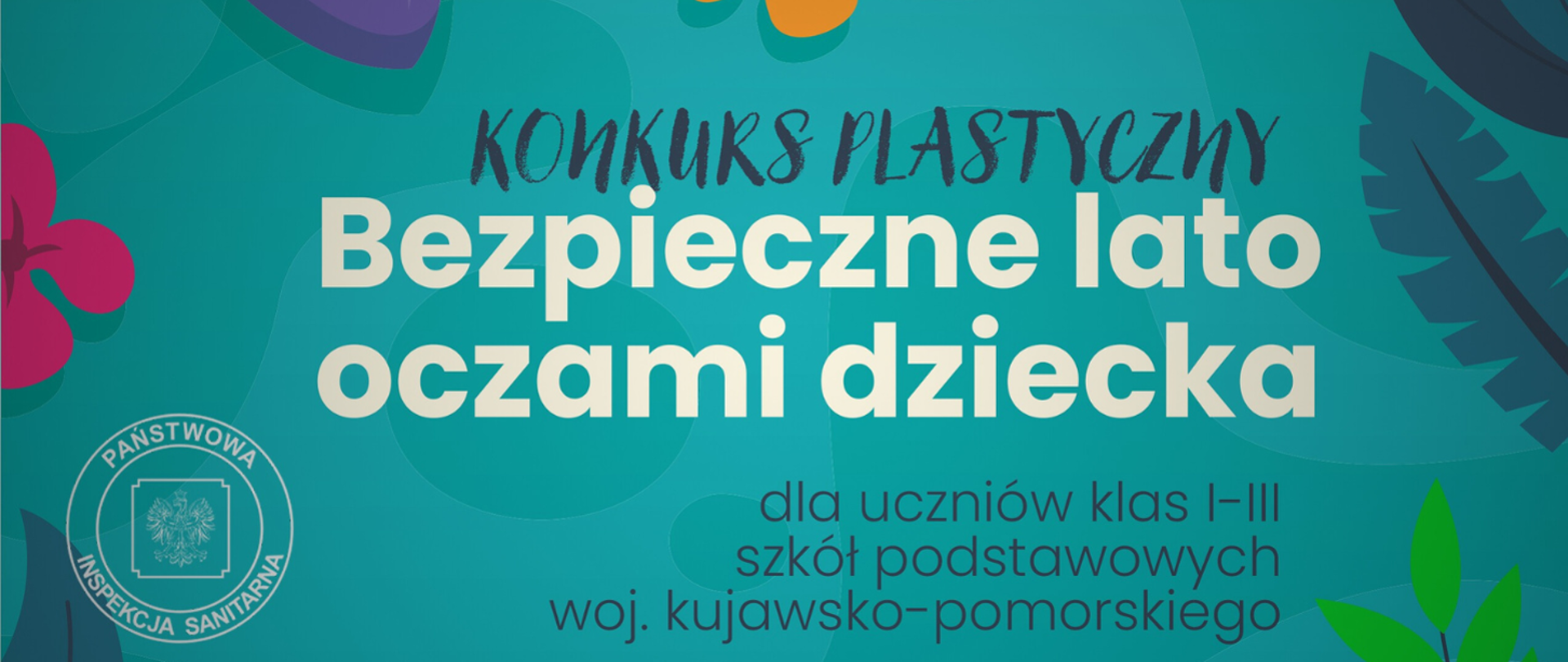 Logo konkursu z napisem: Wojewódzki konkurs plastyczny dla uczniów klas I-III szkół podstawowych