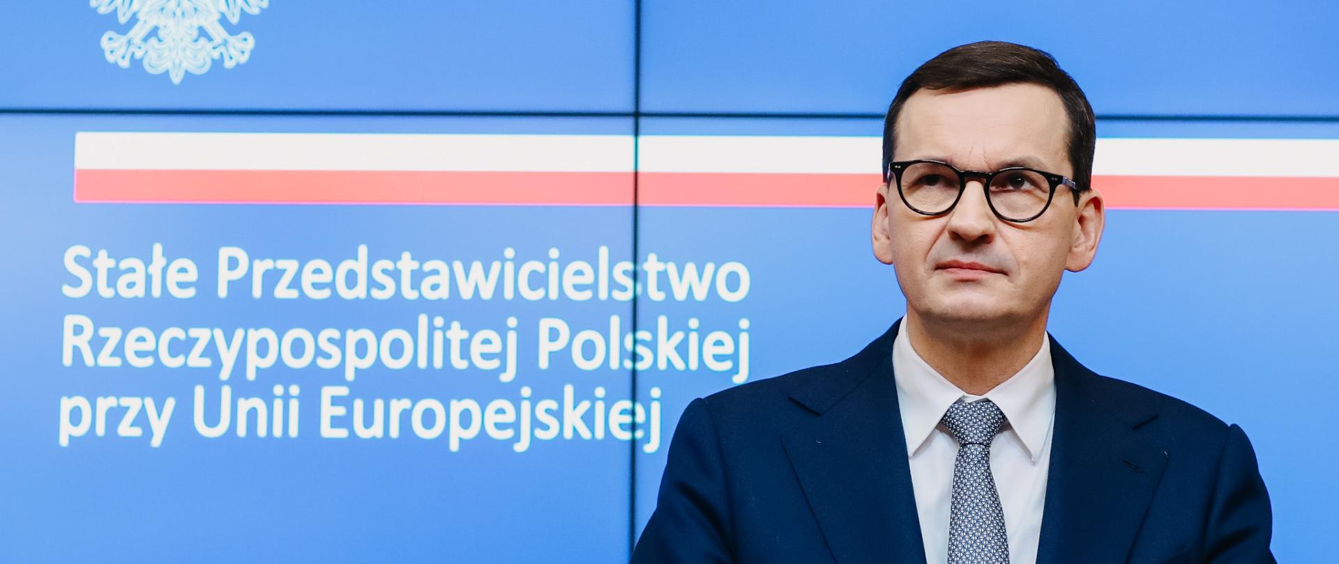 Premier podczas konferencji.