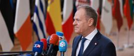 Premier Donald Tusk podczas Rady Europejskiej w Brukseli.
