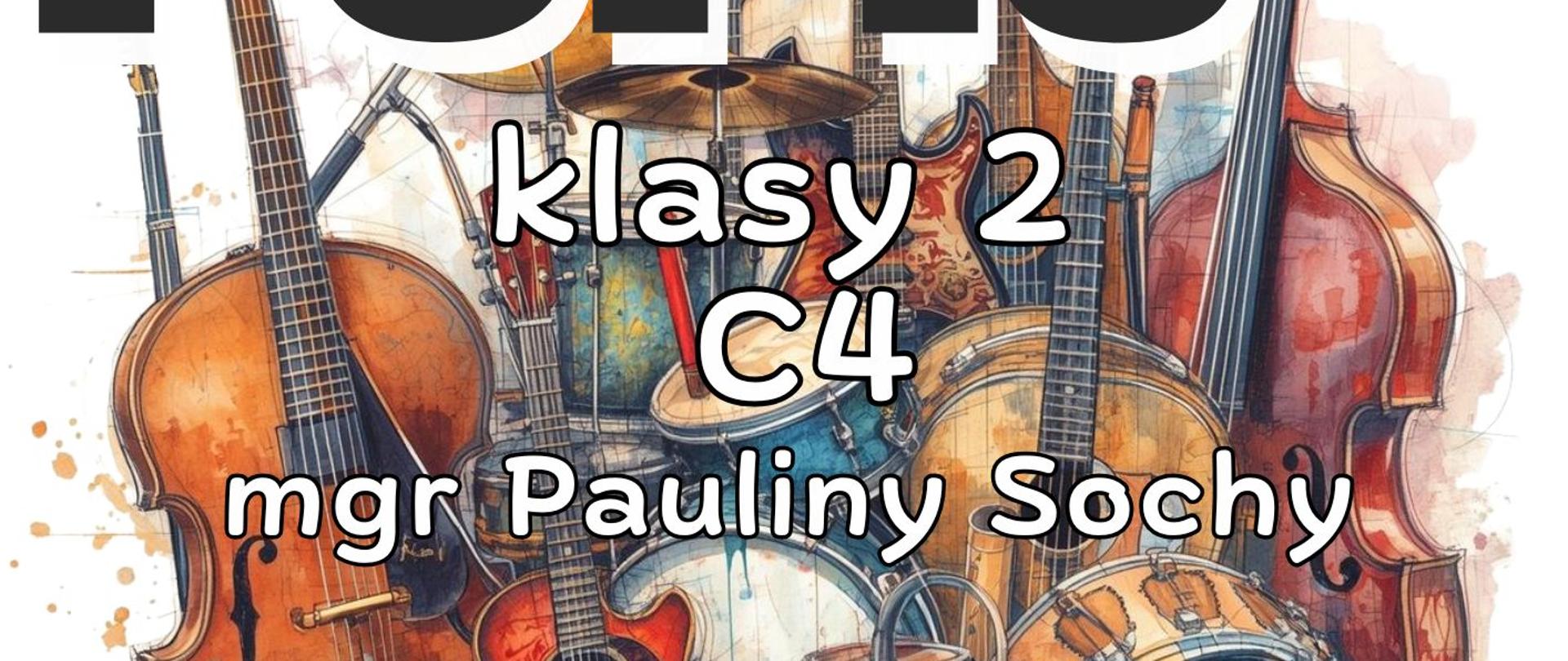 Plakat informacyjny dotyczący Popisu kl.2 c4 odbywającego się w dniu 10.02.2026 o godz. 16.10.