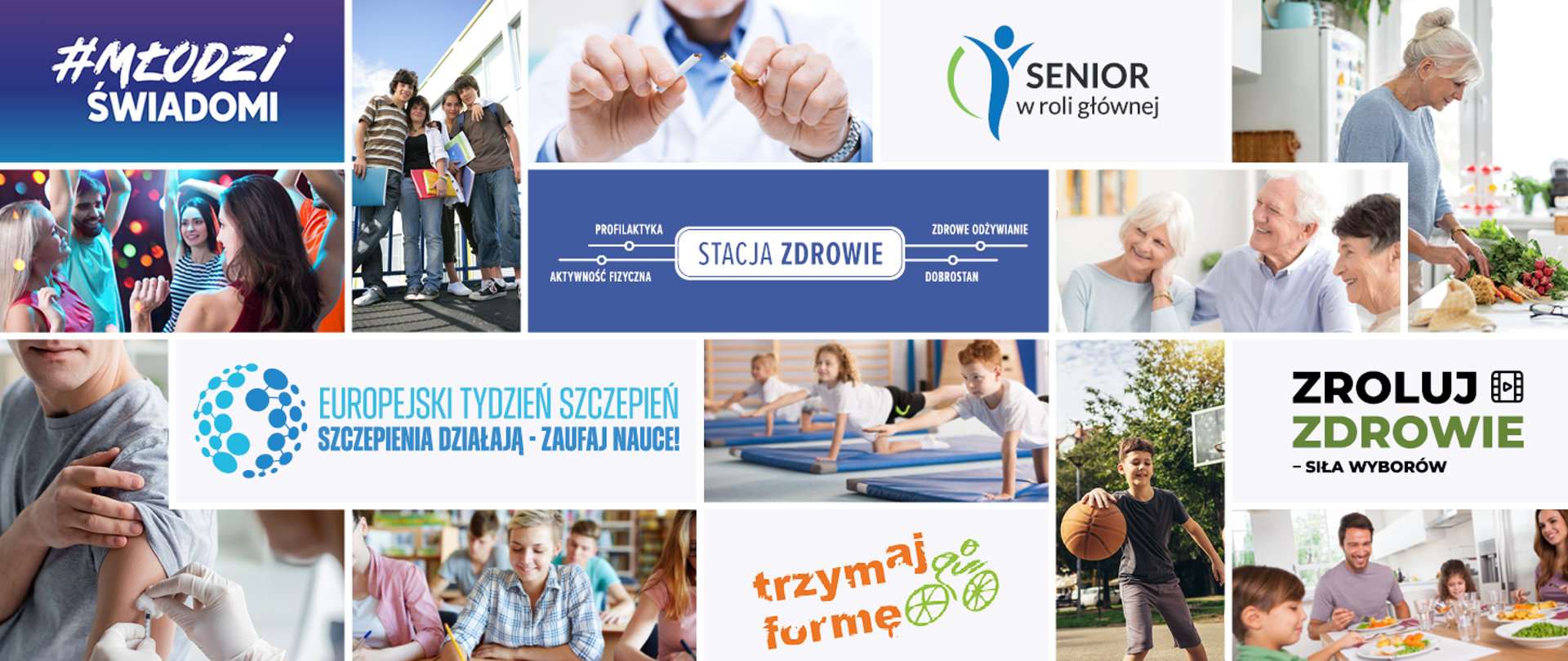 Na zdjęciu kolaż z logo różnych kampanii i programów