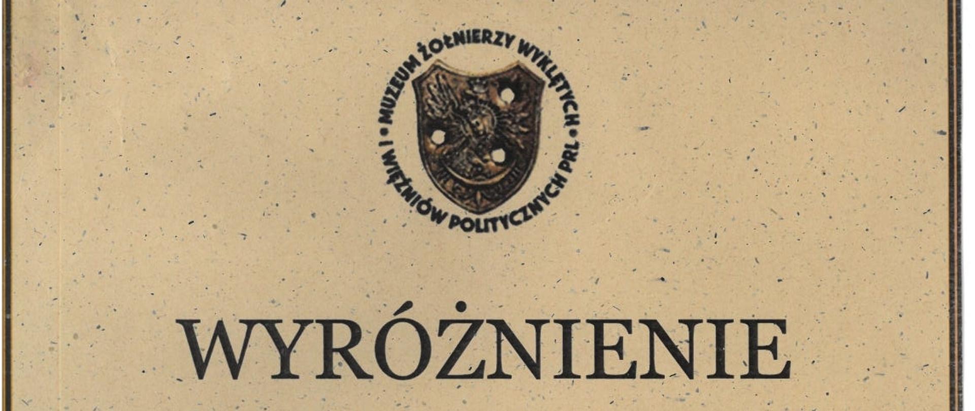 Dyplom wyróżnienia dla Leny Ptaszyńskiej w Konkursie Piosenki Patriotycznej imienia Andrzeja Kołakowskiego w Warszawie dnia siódmego marca dwa tysiące dwudziestego szóstego roku