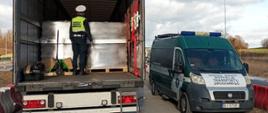Kontrola przestrzeni ładunkowej w naczepie ciężarówki zatrzymanej przez inspektorów podlaskiej ITD
