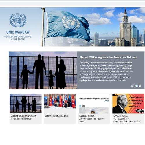 Zdjęcie strony internetowej Ośrodka Informacji ONZ w Warszawie