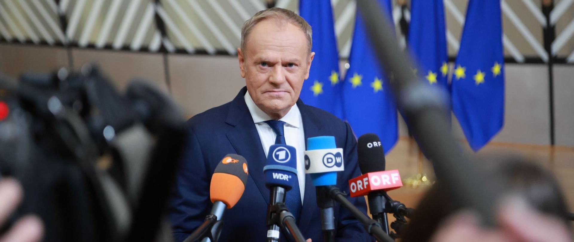 Premier Donald Tusk przed nieformalnym posiedzeniem Rady Europejskiej w Brukseli, 22.01.2026 r.