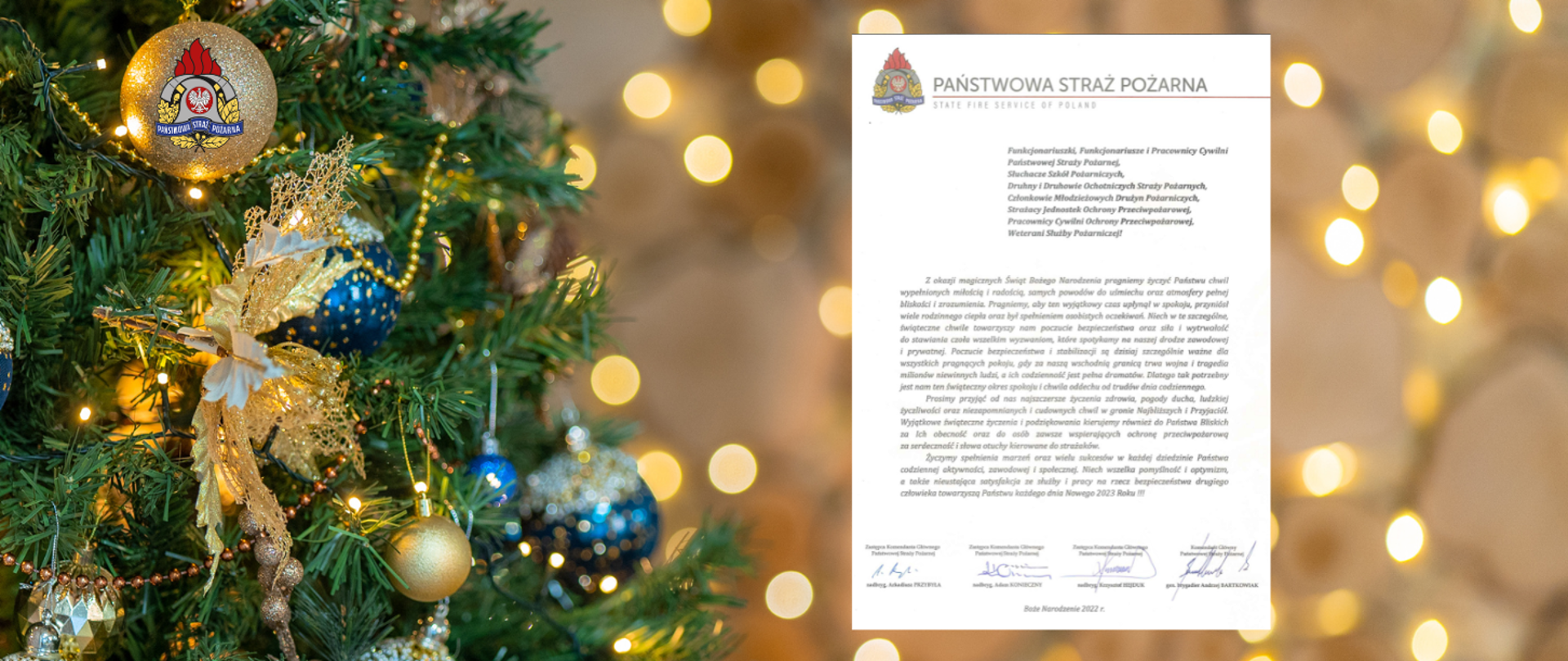 Zdjęcie przedstawia życzenia świąteczne Komendanta Głównego PSP