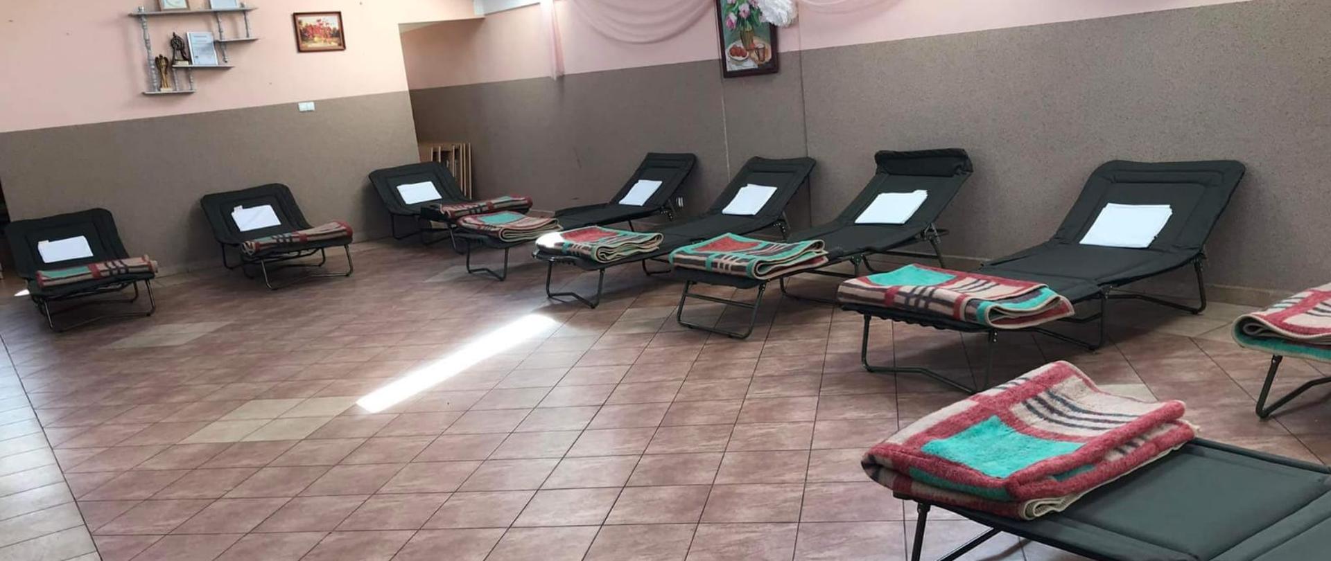 Pomieszczenie OSP przygotowane do przyjęcia uchodźców z Ukrainy