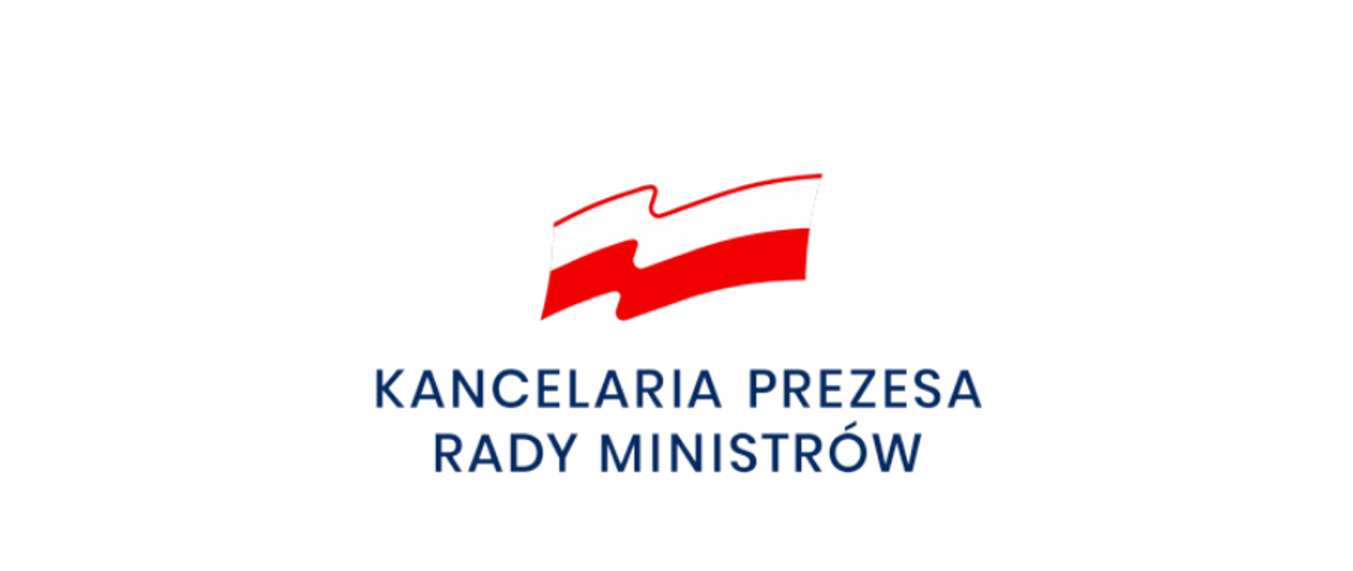 Flaga Polski, pod flagą napis Kancelaria Prezesa Rady Ministrów na białym tle.