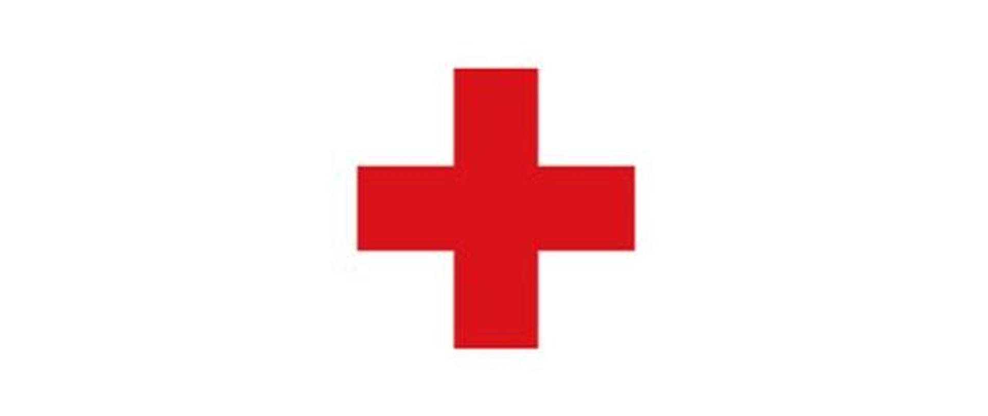 Czerwony krzyż o równych ramionach na białym tle