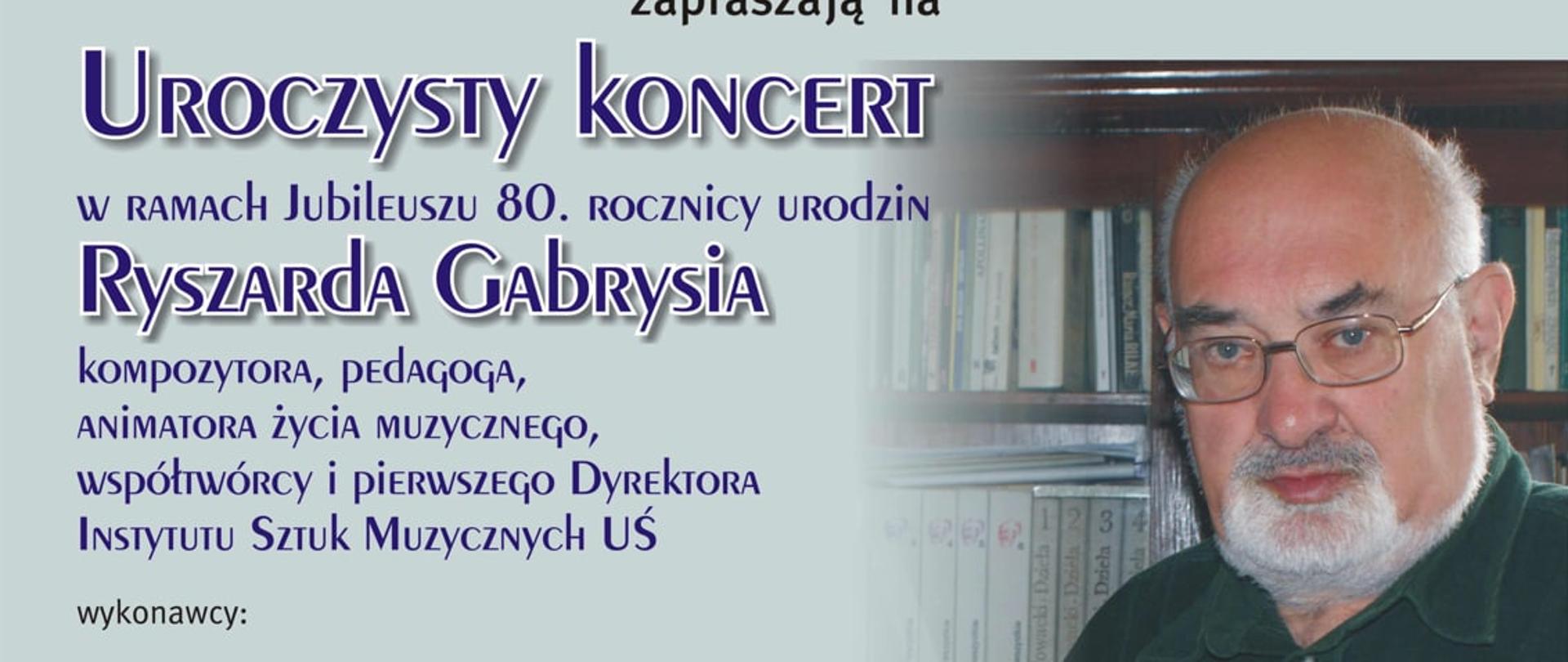 Koncert jubileuszowy prof. Ryszarda Gabrysia - plakat 