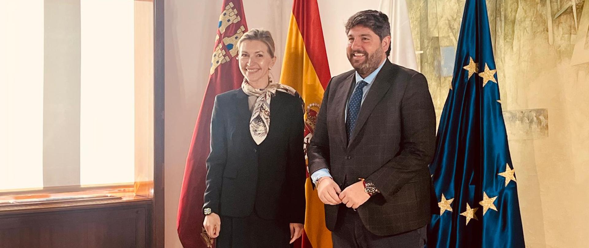 
Chargé d’affaire’s RP Monika Krzepkowska i Fernando López Miras, przewodniczący Regionu Murcji
