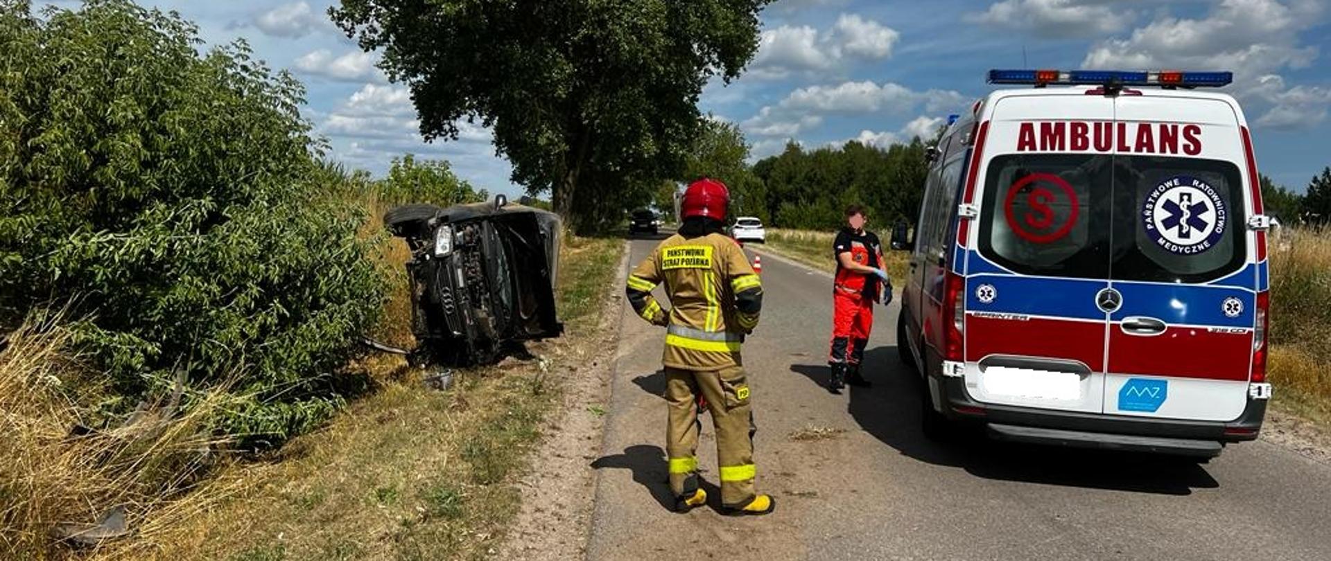 W miejscowości Hornostaje Osada gm. Mońki doszło do dachowania samochodu osobowego