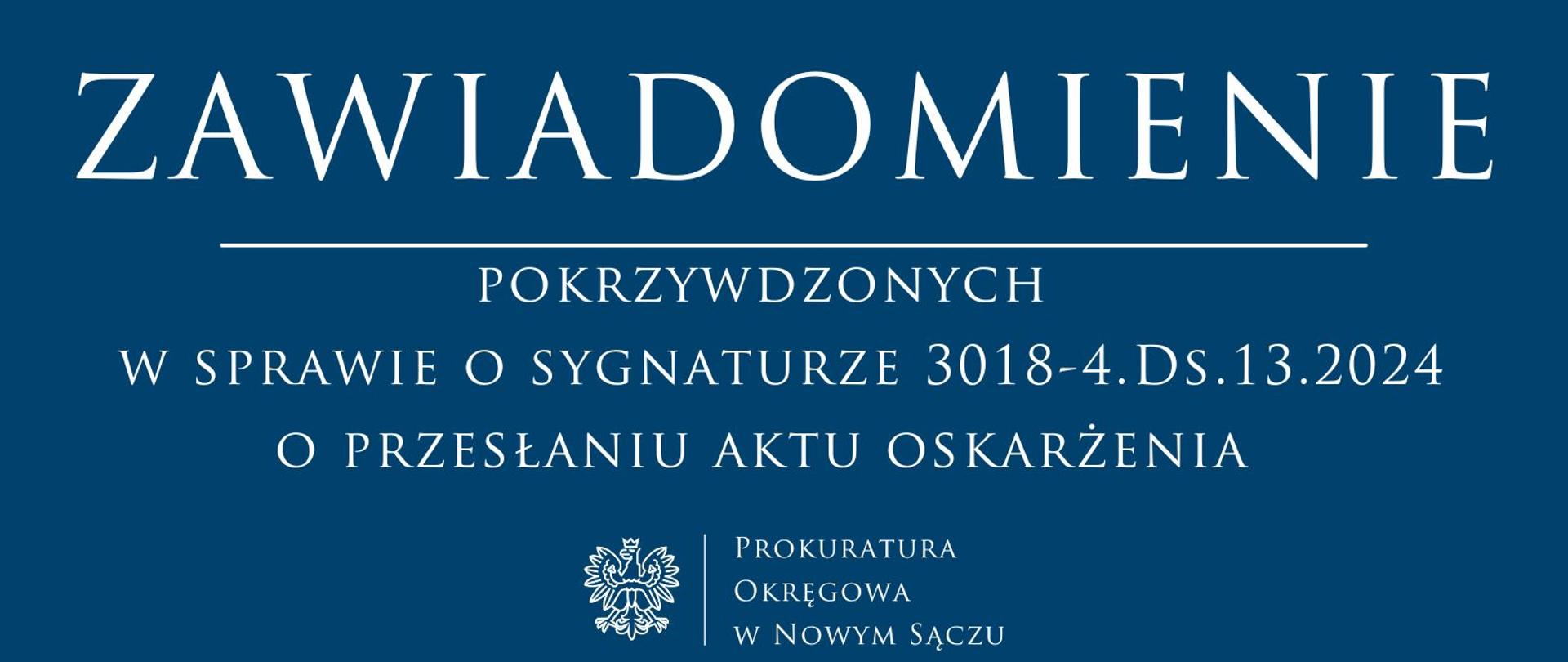 Zawiadomienie o przesłaniu aktu oskarżenia