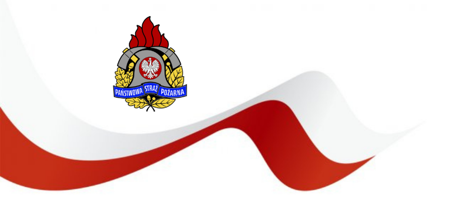 Logo PSP na tle flagi państwowej 
