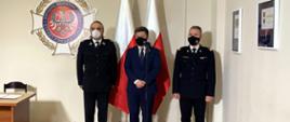 Michał Dworczyk, szef Kancelarii Prezesa Rady Ministrów, nadbryg. Andrzej Bartkowiak, komendant główny PSP i dh. Waldemar Pawlak prezes ZG ZOSP RP