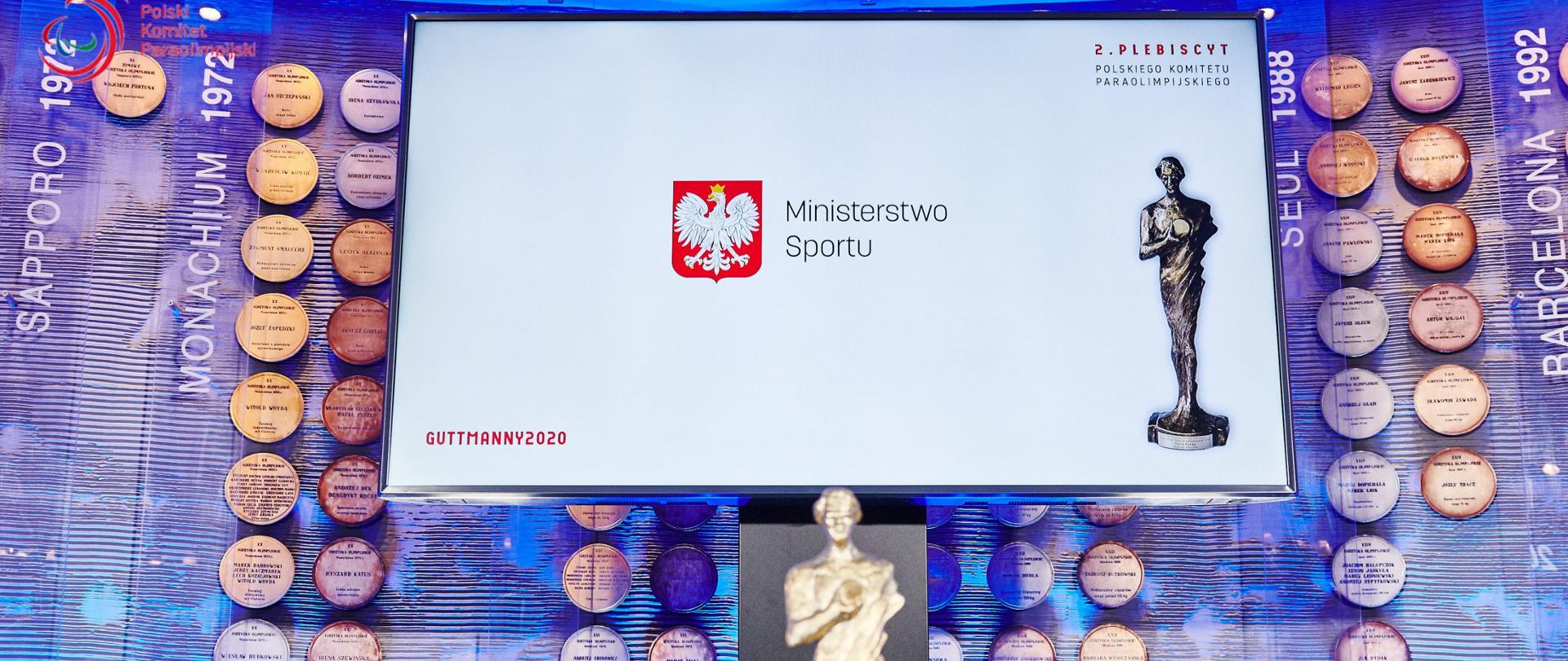 Logotyp Ministerstwa Sportu podczas 2. Plebiscytu Polskiego Komitetu Paraolimpijskiego - Guttmany 2020. 