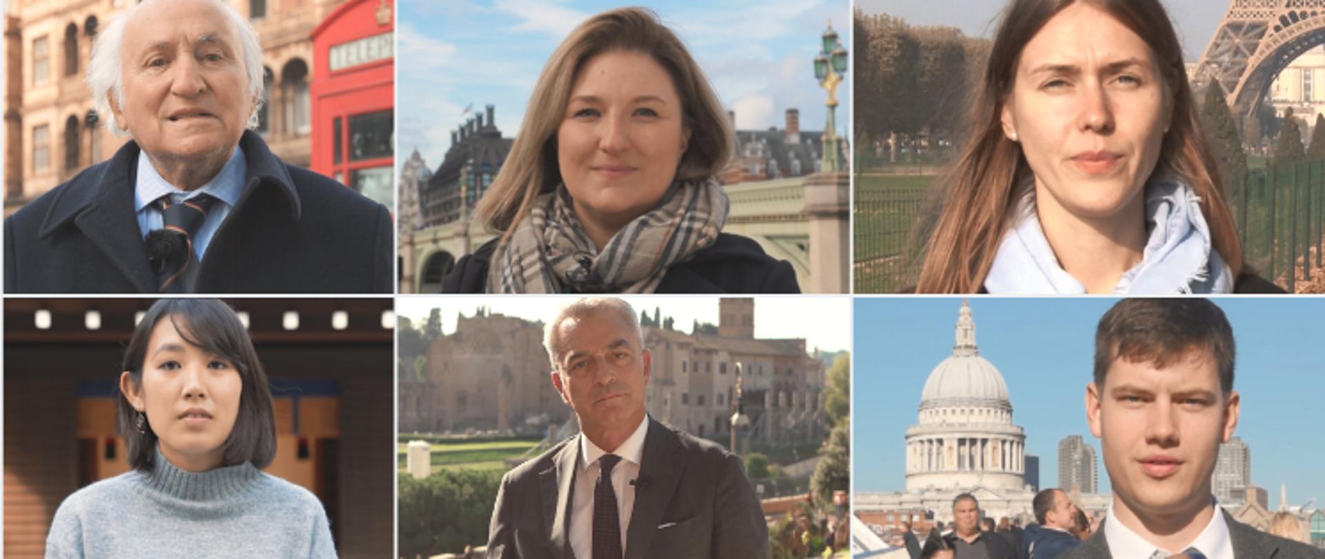 Kolorowe zdjęcie podzielone na sześć części. W lewym górnym rogu starszy mężczyzna