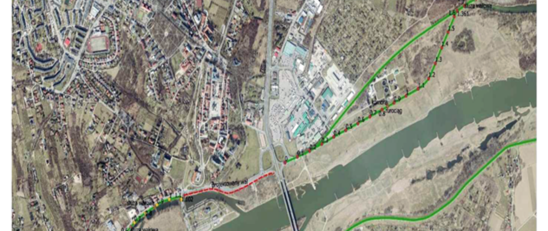 Mapa - Poprawa bezpieczeństwa przeciwpowodziowego lewobrzeżnej części Sandomierza od ujścia rzeki Koprzywianki do Gór Pieprzowych, gm. Sandomierz, powiat sandomierski