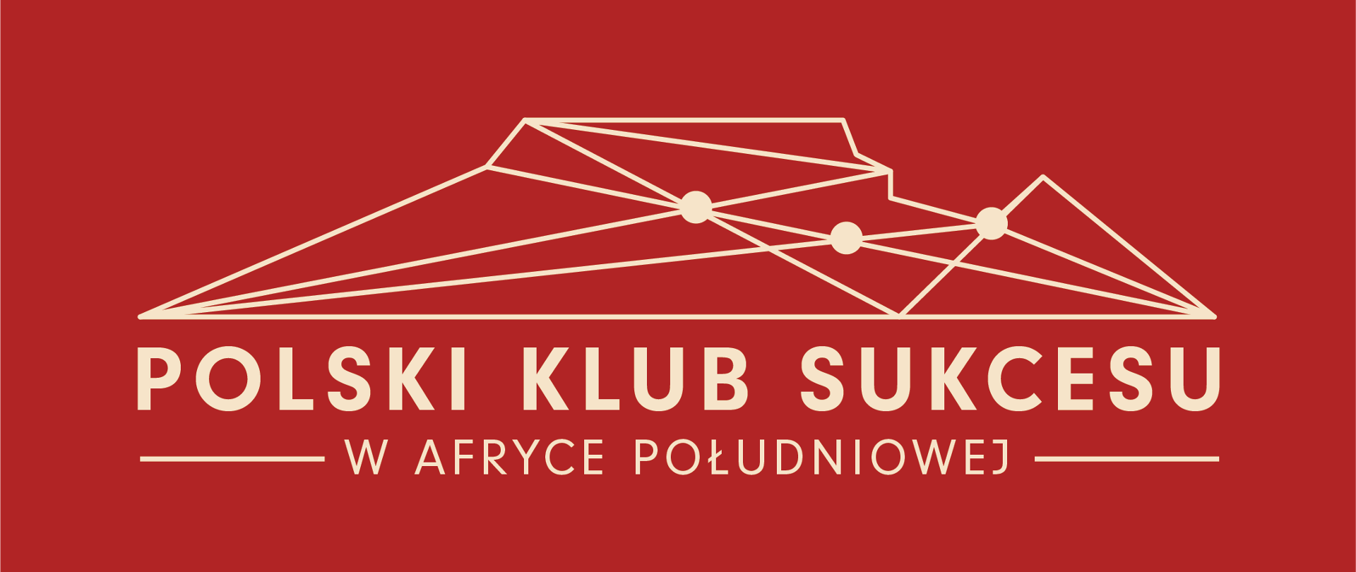 On a red background, the inscription: Polish Success Club in South Africa; above the inscription, a drawing of Table Mountain in Cape Town.