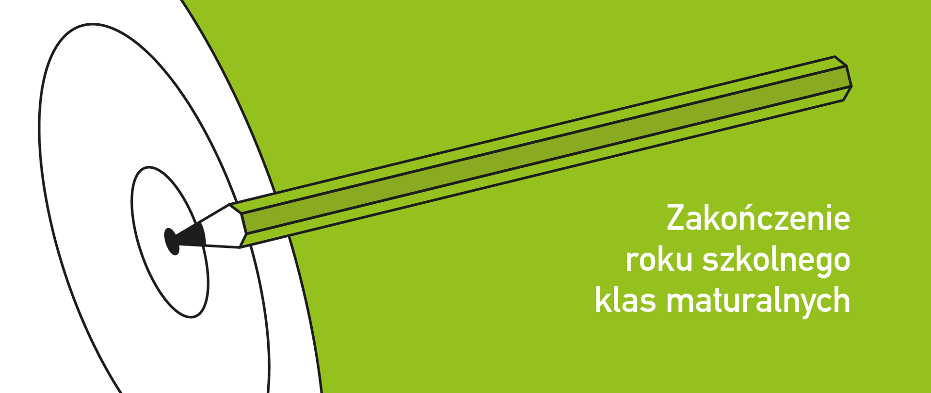 Grafika przedstawiająca ołówek wbity ostrzem w środek tarczy strzelniczej