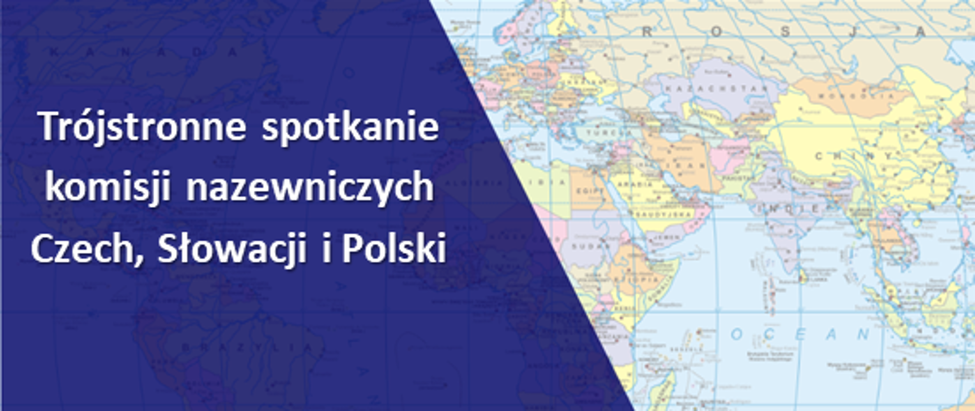 z lewej strony tytuł wiadomości z prawej fragment mapy świata