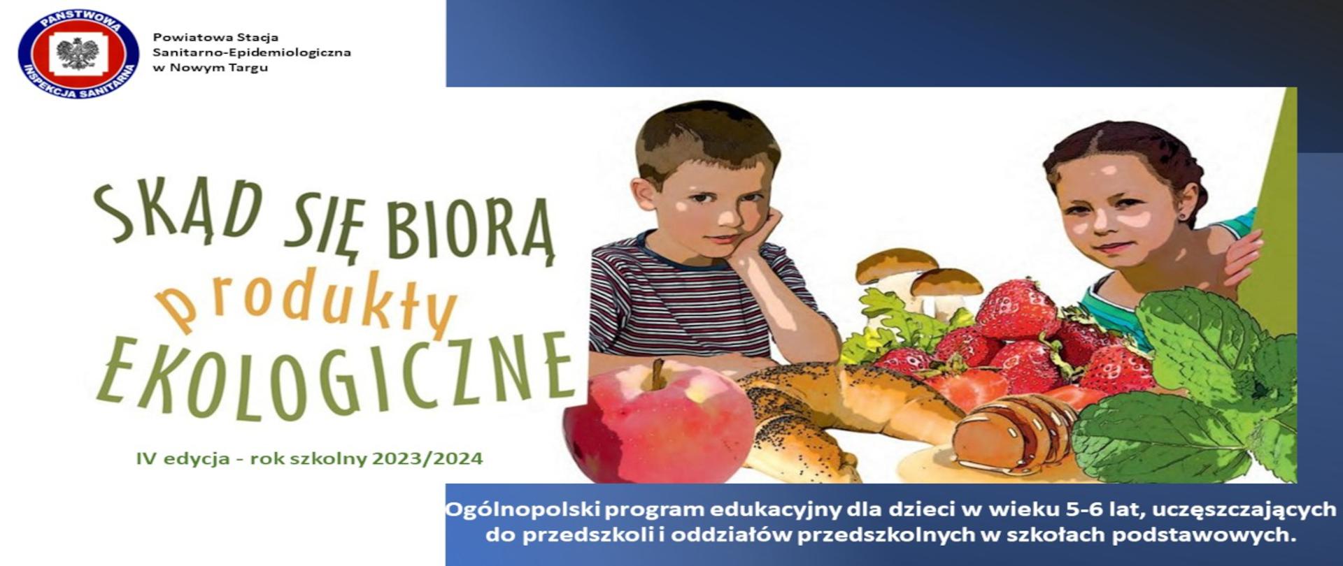 Chłopak i dziewczyna przy stole z produktami ekologicznymi