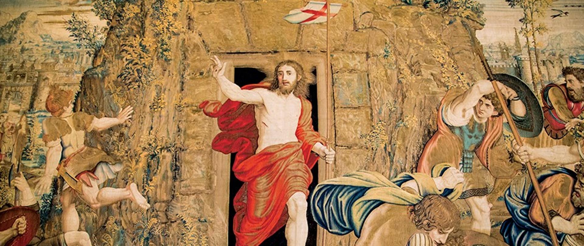 Zmartwychwstały Chrystus Wychodzi w grobu, arras z Galerii Arrasów Muzeów Watykańskich