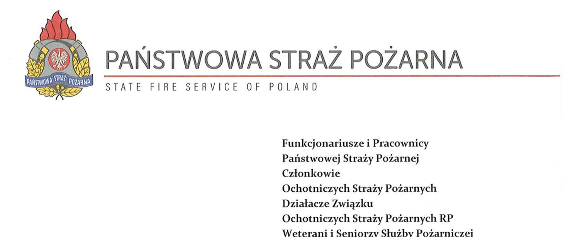 List Kierownictwa Komendy Głównej PSP