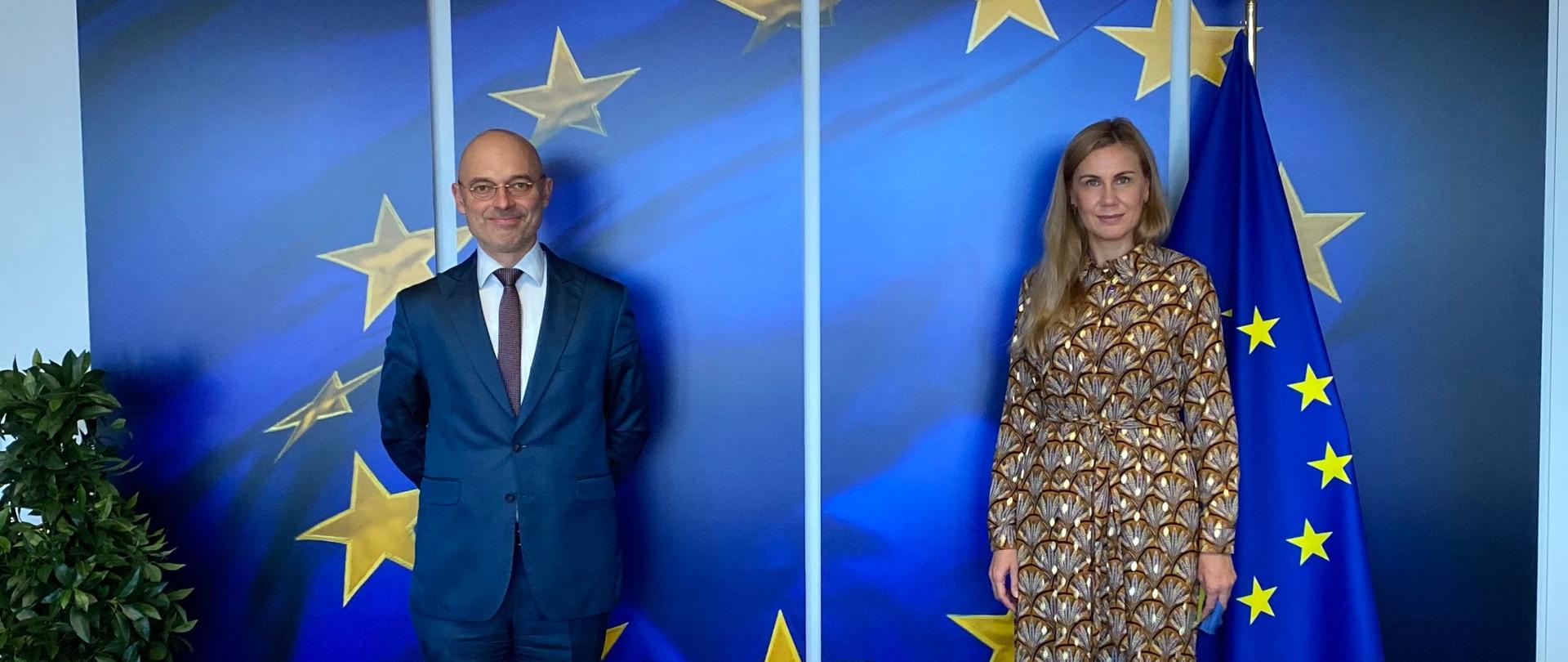 Minister klimatu i środowiska Michał Kurtyka na spotkaniu z Kadri Simson, Komisarz ds. Energii. Fot. Twitter Kadri Simson