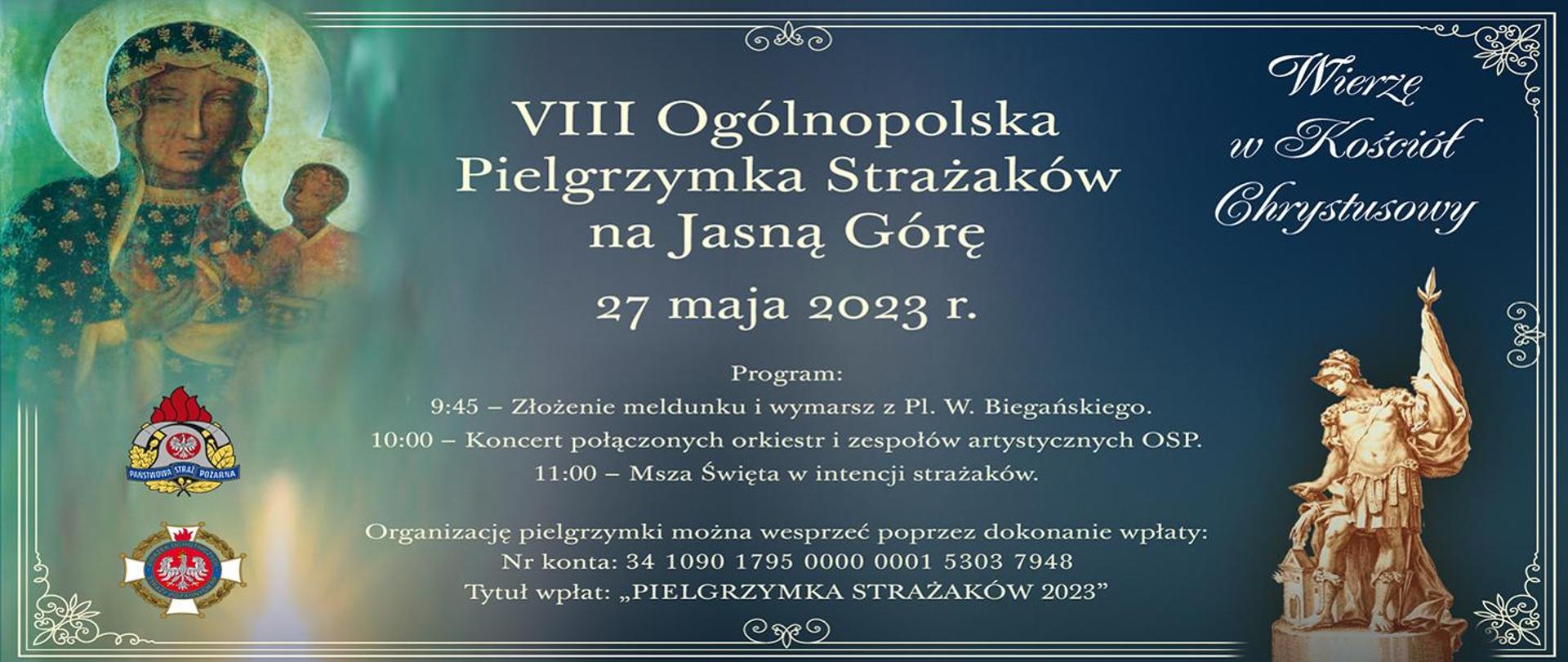 panorama plakatu VIII Ogólnopolskiej Pielgrzymki Strażaków na Jasną Górę
