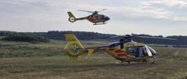 Śmigłowce LPR lądujące na miejscu wypadku 