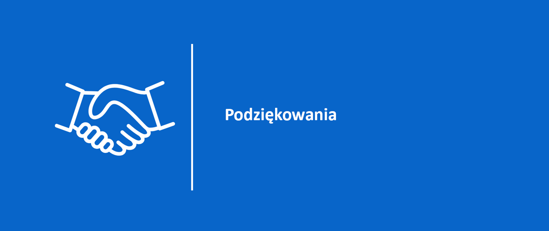 na niebieskim tle napis Podziękowania