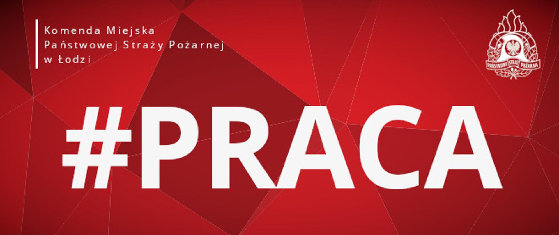 Grafika z napisem hashtag praca i logo PSP