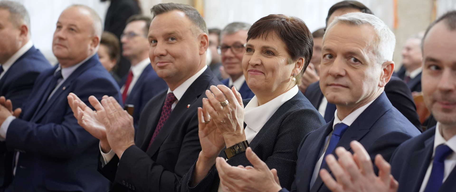 Od lewej: Paweł Mucha, Marek Zagórski, Halina Szymańska, Andrzej Duda