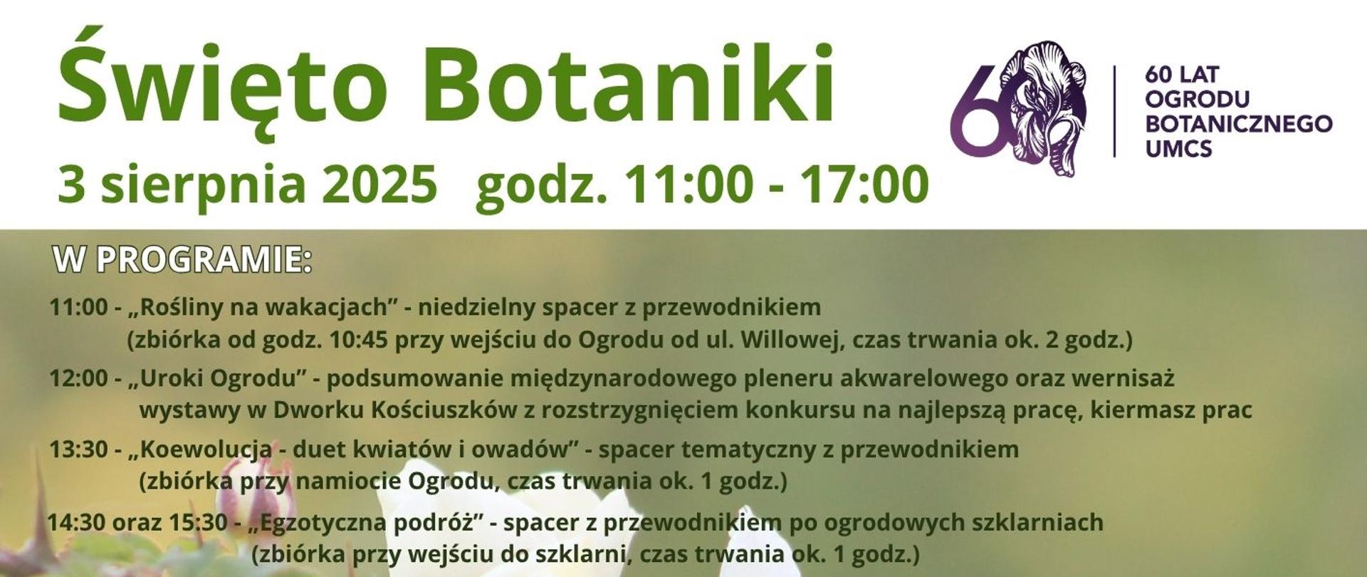 Plakat zawierający program Święta Botaniki 2025
