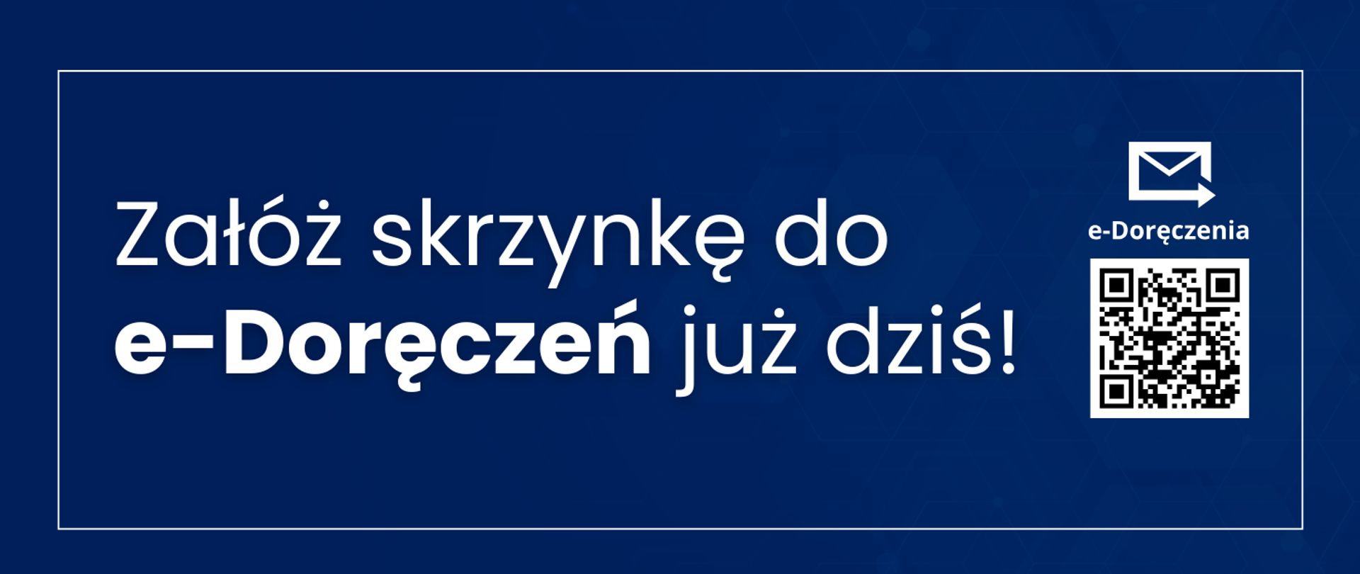 granatowa grafika z białymi napisami i kodem QR
