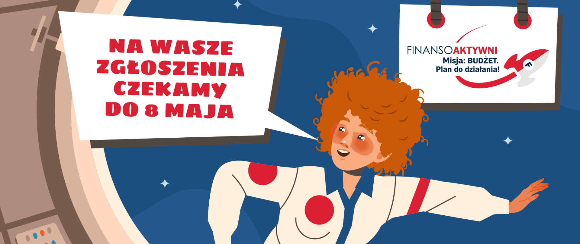 Grafika z kosmonautką. Na Wasze zgłoszenia czekamy do ósmego maja.