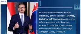 Premier RP Mateusz Morawiecki podczas konferencji prasowej