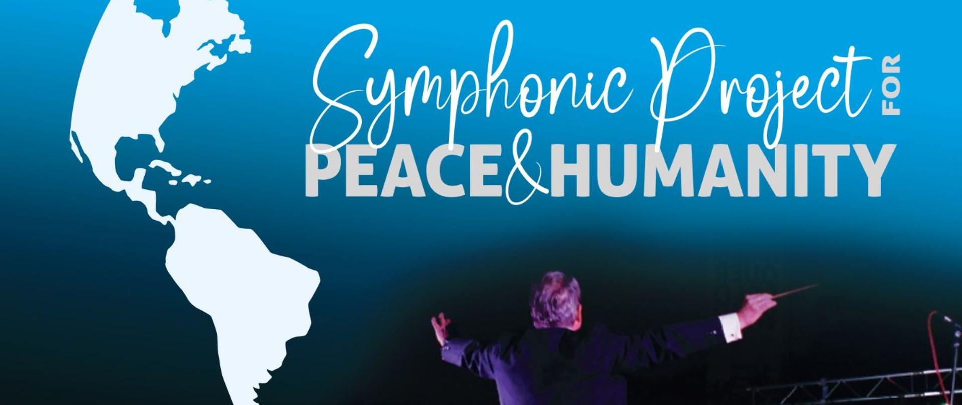 Koncert symfoniczny - Dyrygent na środku plakatu. 