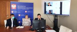Wideokonferencja sztabu kryzysowego i dyrekcji szpitali z woj. warmińsko-mazurskiego