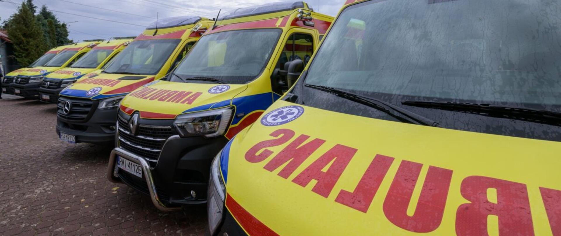 Karetki stojące w rzędzie