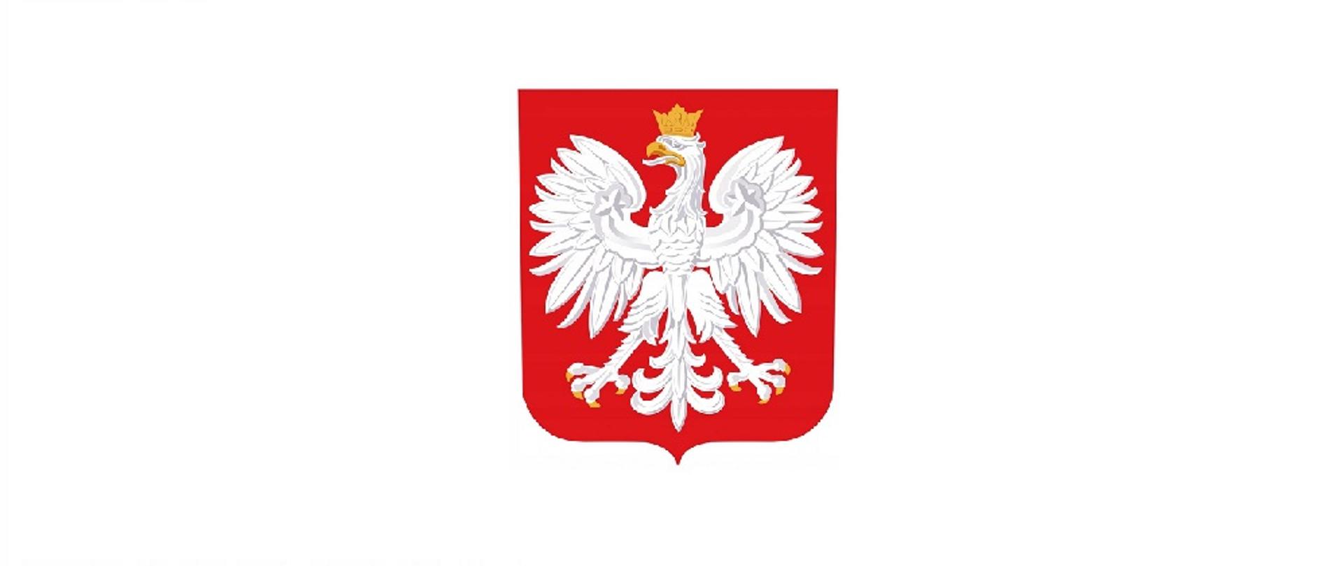 Zdjęcie przedstawia Godło Rzeczypospolitej Polskiej na białym tle