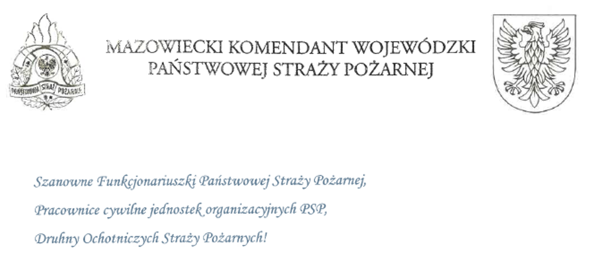 życzenie mazowieckiego komendanta wojewódzkiego z okazji międzynarodowego dnia kobiet