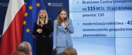 The photo shows Minister Katarzyna Pełczyńska-Nałęcz on stage in front of the microphone