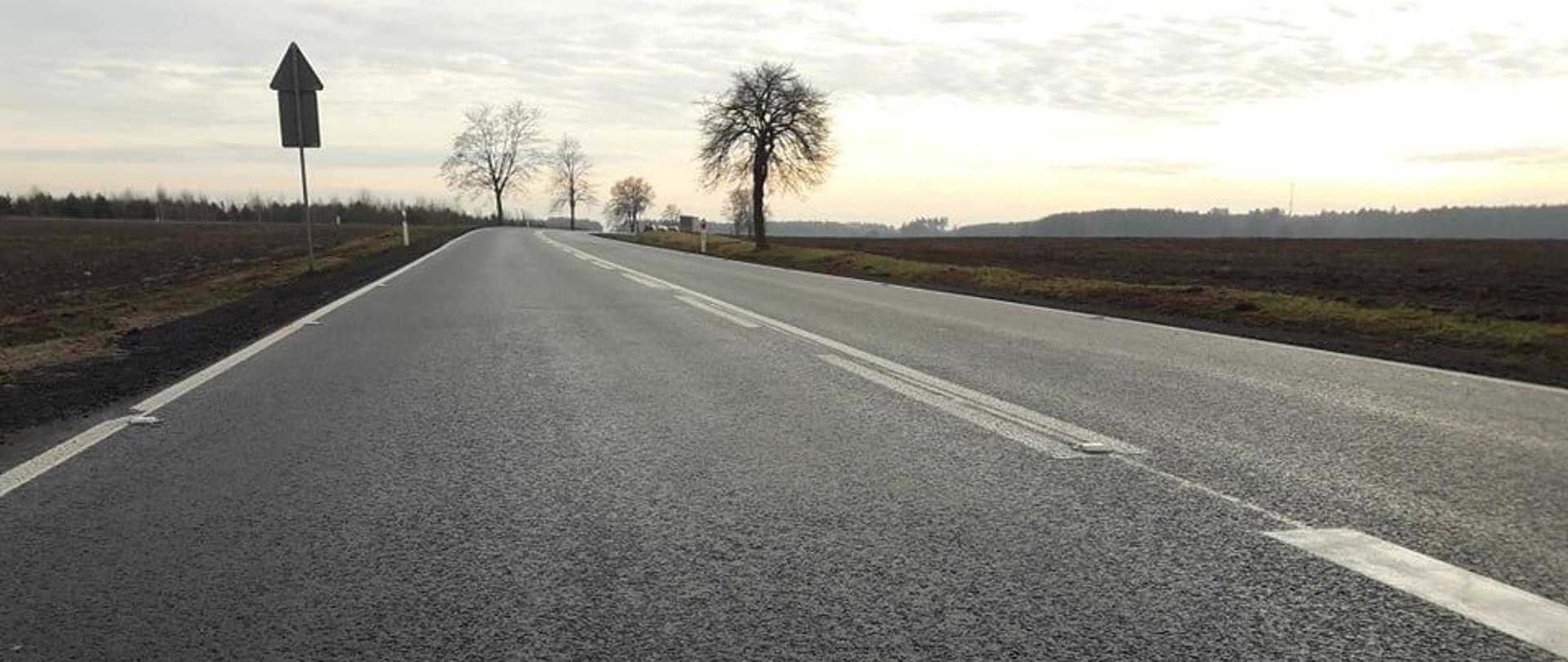 odcinek wyremontowanej drogi