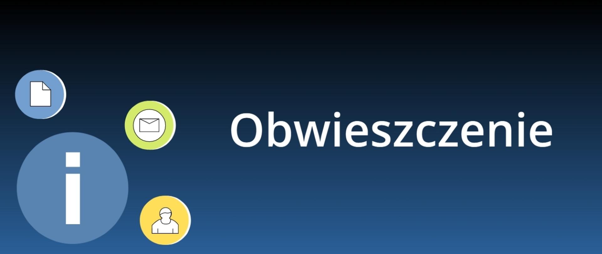 baner z napisem Obwieszczenie