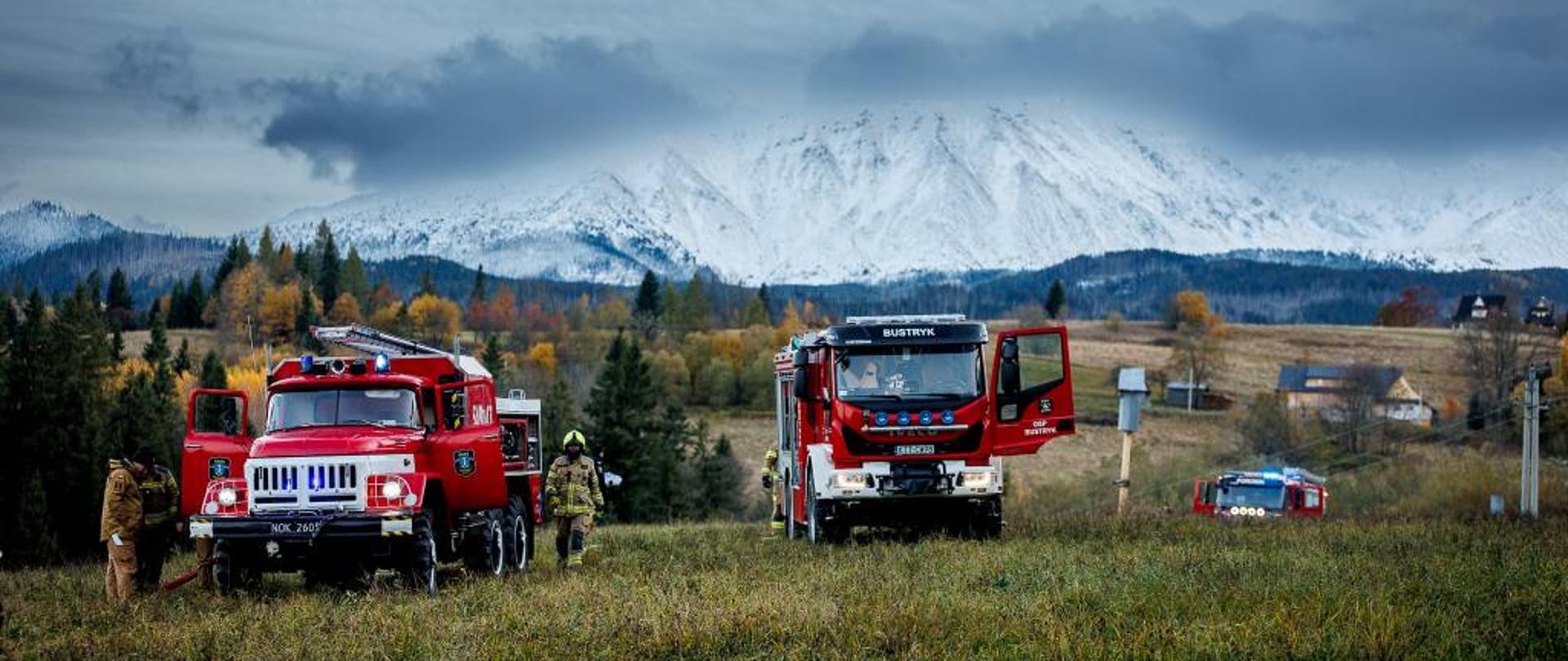 Strażacy z jednostek OSP biorący udział w ćwiczeniach