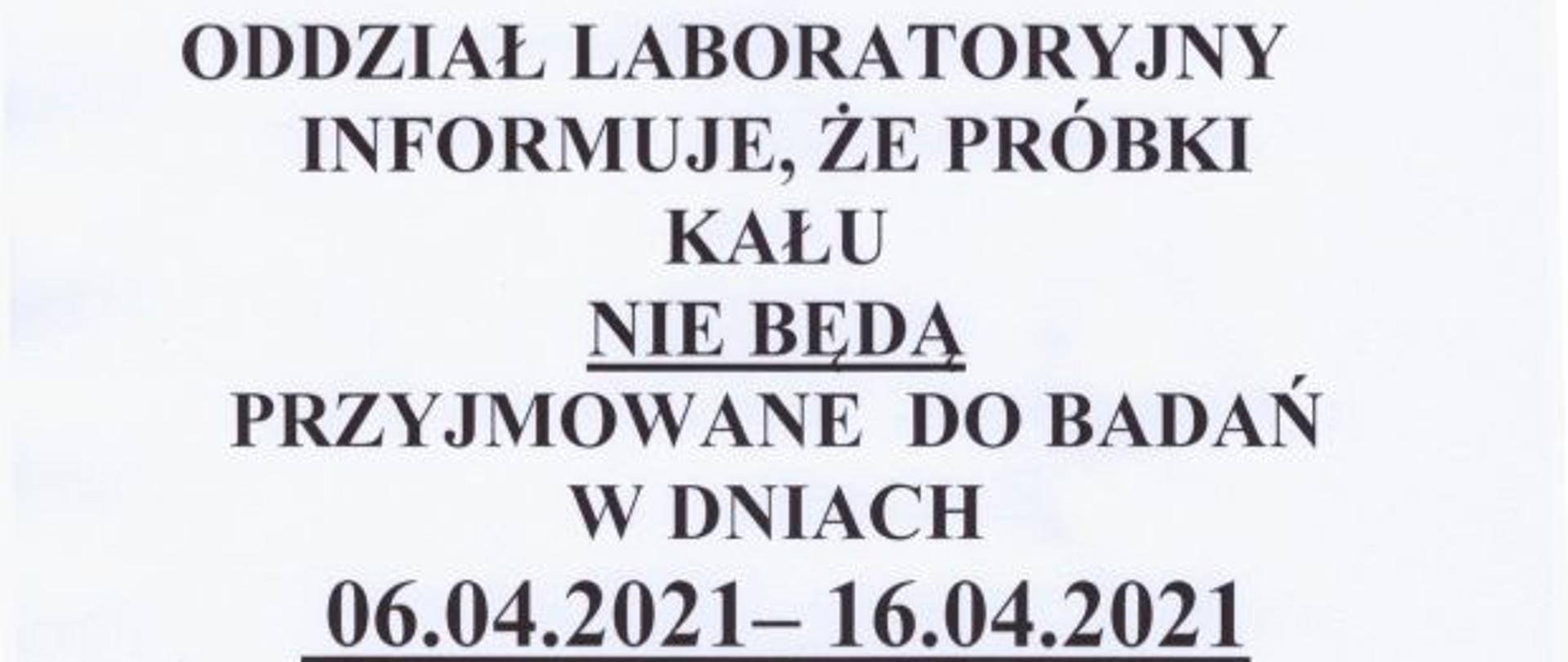 Próbki kału nie będą przyjmowane